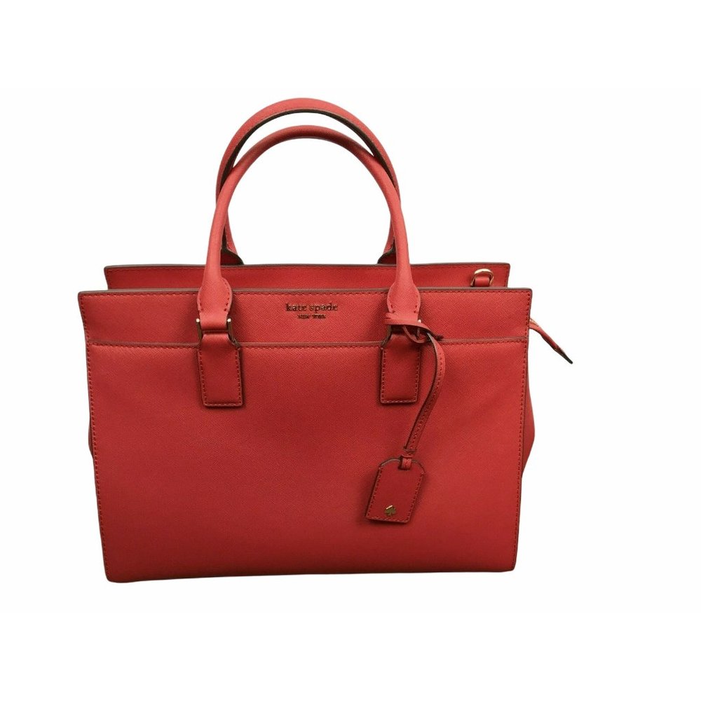 New NWT Kate Spade Red Leather Handbag Cameron Chili w/ Strap 13x10"